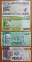 Гвинея 100 500 1000 и 2000 франков 1998 -2019 набор банкнот 4 шт UNC