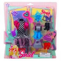 Набор аксессуаров для кукол на листе 3315-B Sariel, платье, обувь, сумочки, очки, ожерелье, расческа, 28х25х2.5 см