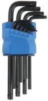 Набор ключей тундра black, TORX Tamper, удлиненные, CrV, TT10 - TT50, 9 шт