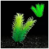 Растение искусственное аквариумное, светящееся, 8 см, зелёное, 1 шт