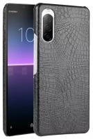 Чехол панель бампер MyPads для Sony Xperia 1 IV (1-4) тонкий на пластиковой основе с дизайном под кожу крокодила черный