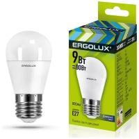 Лампа светодиодная Ergolux 13178, E27, G45, 9 Вт, 6500 К