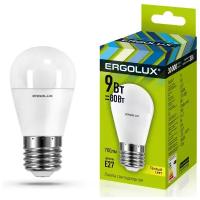 LED лампа шарик 9Вт Е27 3000К(теплый свет) - LED-G45-9W-E27-3K (Ergolux) (код 13176 )