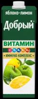 Добрый Напиток сокосодержащий яблочно-лимонный, обогащенный витаминами 0,95л