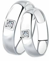 Кольцо обручальное Diamant online, белое золото, 585 проба, бриллиант, размер 18, бесцветный