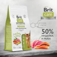 Сухой корм BRIT CARE супер-премиум с индейкой и лососем для взрослых домашних кошек 