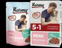 Акционный набор KARMY Delicious Утка в соусе 5+1 Консерв. корм для привередливых собак мелких пород старше 1 года