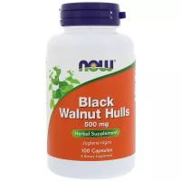 Now Foods Black Walnut Hulls Скорлупа черного ореха, 500 мг, 100 растительных капсул