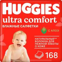 Влажные салфетки Huggies Ultra Comfort с алоэ, 168шт