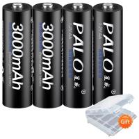 Аккумуляторные батарейки типа АА Palo 3000 mAh, 1,2 V 4 шт ( Пальчиковые ) Ni-MH + Кейс