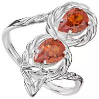 Серебряное кольцо с оранжевым камнем (нанокристалл) - размер 17,5 / Без покрытия