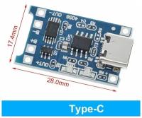 Контроллер заряда Li-Ion аккумуляторов TP4056 Type-C с защитой
