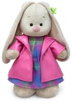 Мягкая игрушка Зайка Ми в пальто из экокожи, 25 см, белый/розовый