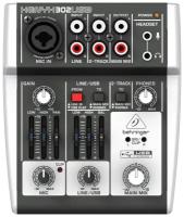 BEHRINGER 302USB микшер, 1 микрофонный моновход, 2 стерео входа, USB интерфейс