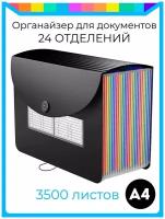 Папка-органайзер для документов А4 на резинке, 24 ячейки-отделения, органайзер для документов, папка для семейных документов