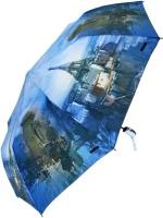 Зонт женский полуавтомат, зонтик взрослый складной антиветер E03/синийкобальт