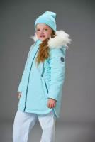 Парка Шалуны Пальто зимнее для девочки, размер 32, 116, голубой