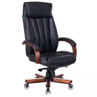 Кресло офисное Бюрократ, T-9922WALNUT/BLACK, кожа, крестовина дерево, black