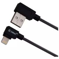 Кабель ZETTON SyncCharge RoundArmor Corner USB - Lightning, серый