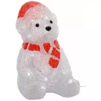 Фигурка Kaemingk Медведь в красном колпачке и шарфе светодиодный 492099, 27,5 см