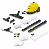 Пароочиститель KARCHER SC 2 EasyFix + аксессуары: 1 салфетка для пола, 2 обтяжки для ручной насадки, 4 щёточки, насадка для мойки окон, желтый/черный