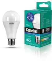 Лампа CAMELION Е27 11Вт 6500K 935Лм 220В LED11-A60/865/E27 12651, светодиодная, холодный белый, груша