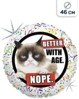 Воздушный шар фольгированный Betallic круг Grumpy Cat/Злая кошка, 46 см
