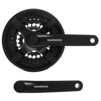 Система шатунов Shimano TY301, 150мм, Кв, 42/34/24, с защитой, б/уп Черный