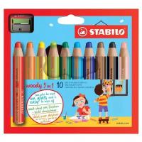 STABILO Цветные карандаши Woody 3 in 1 10 цветов (880/10-2)