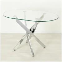 Стеклянный стол овальный Рим-23 прозрачный/хром (1000х700)