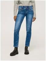 Джинсы Pepe Jeans, прямые, средняя посадка, стрейч, размер 31, голубой