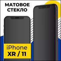 Матовое защитное стекло на телефон Apple iPhone XR, iPhone 11 / Полноэкранное стекло для смартфона Эпл Айфон ХР и 11 с олеофобным покрытием