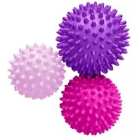 Набор массажных мячей 3 шт (размер: 9 см, 7,5 см, 6,5 см, цвет: розовый), ND Play