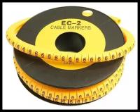 Маркер кабельный клипса с маркировкой бирка для кабеля RIPO жёлтый диаметр 7.4 мм цифра 6 арт. 006-900026