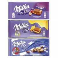 Шоколад Milka Raisins & Hazelnuts + Cream & Biscuit + Happy Cow (набор из 3 шт)