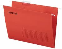 Подвесные папки для бумаг и документов офисные А4 (350х240мм) до 80л, Комплект 10 штук, красные, картон, Staff, 270931