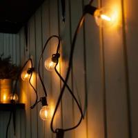 Гирлянда уличная Ретро, лампочки, 7,5 метров, 25 ламп, белый тёплый (провод чёрный)