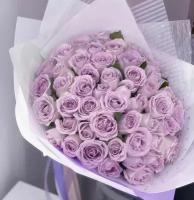 Букет Розы фиолетовые 51 шт, красивый букет цветов, шикарный, цветы премиум, роза