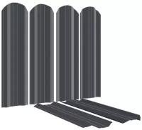 Штакетник металлический (евроштакетник) ЭКО-М (М-образный, двусторонний цвет RAL 7024/7024 серый графит, ширина планки 95мм) высота 1м, 10 шт