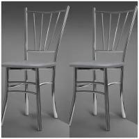 Кухонные стулья, Крис, для обеденной зоны, столовой, кухни, дома, дачи, металлический, хромированный корпус, цвет сиденья серый, экокожа