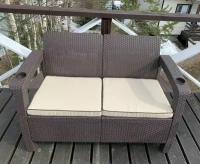 Садовый двухместный диван Lounge balcony с подушками и каркасом под ротанг