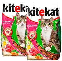 KITEKAT аппетитная телятинка для взрослых кошек (1,9 + 1,9 кг)