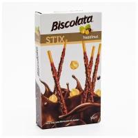 Бисквитные палочки Biscolata Stix Hazelnut покрытые молочным шоколадом с лесным орехом, 32 г