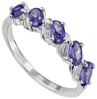 Серебряное кольцо с фиолетовым камнем (нанокристалл) / покрытие Палладий
