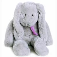 Мягкая игрушка Lapkin Заяц Серый 40 см с фиолетовым шарфом