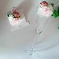 Украшение на бокалы Розы розовые