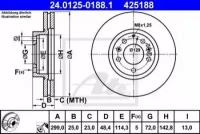 Диск тормозной передн, MAZDA: 6 2.5 02-07, 6 1.8 MZR/2.0 MZR/2.0 MZR-CD/2.2 D/2.2 MZR-CD/2.5 MZR 07-, 6 Наклонная задняя часть 1.8 MZR/2.0 MZR/2.0 MZ, 24012501881 ATE 24.0125-0188.1