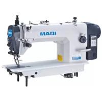 Одноигольная прямострочная промышленная швейная машина MAQI LS0303DP с верхним и нижним транспортером (перетоп) со столом