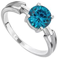 Серебряное кольцо с голубым камнем (нанокристалл) - размер 16,5 / покрытие Палладий