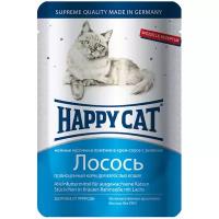 Влажный корм для кошек Happy Cat с лососем, с зеленью 100 г (кусочки в соусе)